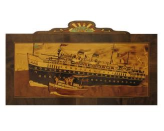 Marquetry Ship Image Plaque