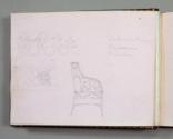 Chair sketch on interior of sketchbook cover.  Image courtesy of the Franklin D. Roosevelt Pres…