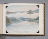 Two watercolor sketches, "Entrance to Highlands from below Peekskill".  Written on the reverse,…