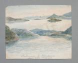 Two watercolor sketches, "Entrance to Highlands from below Peekskill".  Written on the reverse,…
