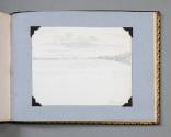 Pencil sketch with notations, "Seneca Lake South / two points bright blue - mountain Antwerp bl…