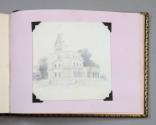 Pencil sketch of a large house.  Image courtesy of the Franklin D. Roosevelt Presidential Libra…