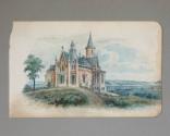 Watercolor sketch of Wildmont, the home of the Alexander Jackson Davis in Llewellyn Park, New J…