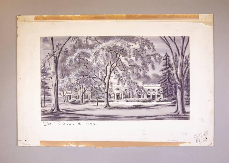 Illustration for Franklin Roosevelt at Hyde Park: Front View of Home of Franklin D. Roosevelt