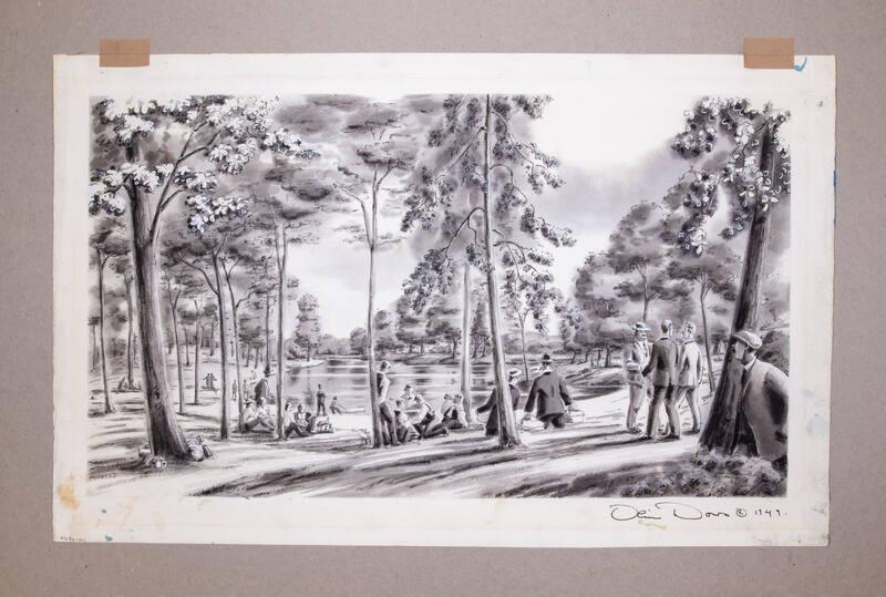 Illustration for Franklin Roosevelt at Hyde Park: FDR at a Pond-Side Picnic