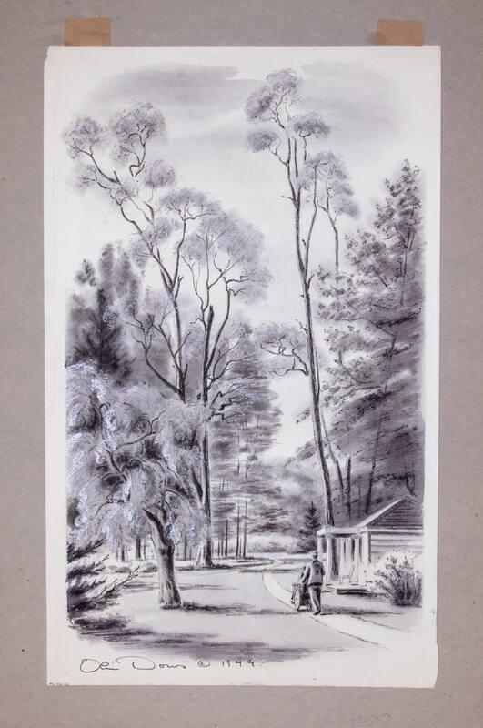 Illustration for Franklin Roosevelt at Hyde Park: FDR Being Pushed in Wheelchair