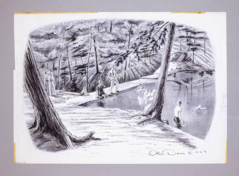 Illustration for Franklin Roosevelt at Hyde Park: FDR and His Children Swimming