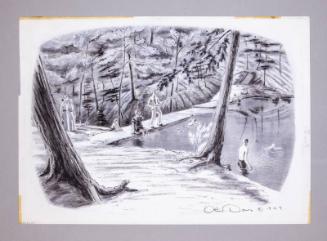 Illustration for Franklin Roosevelt at Hyde Park: FDR and His Children Swimming