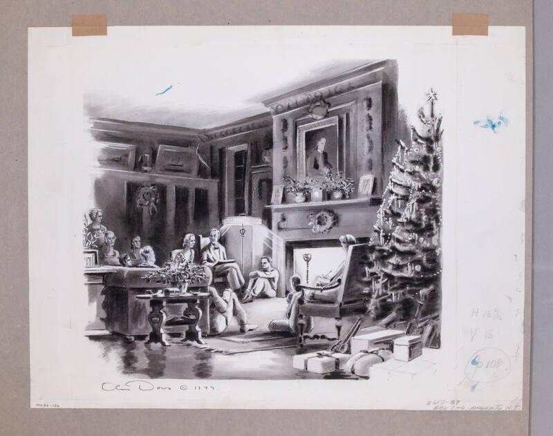 Illustration for Franklin Roosevelt at Hyde Park: F.D.R. Reading Dickens' 'Christmas Carol' to the Family
