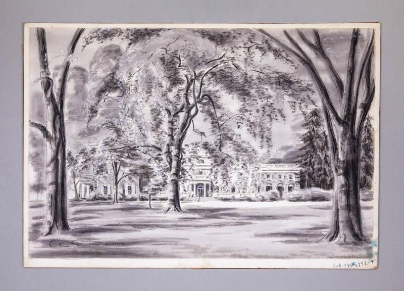 Illustration for Franklin Roosevelt at Hyde Park: Front View of Springwood