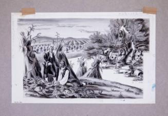 Illustration for Franklin Roosevelt at Hyde Park: Discussing Italian Melons