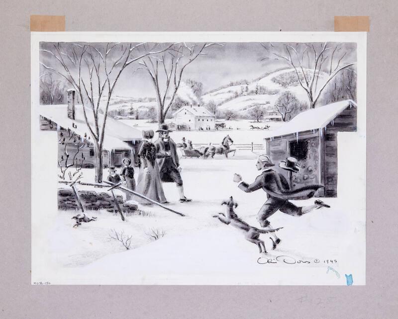 Illustration for Franklin Roosevelt at Hyde Park: Winter Farm Scene
