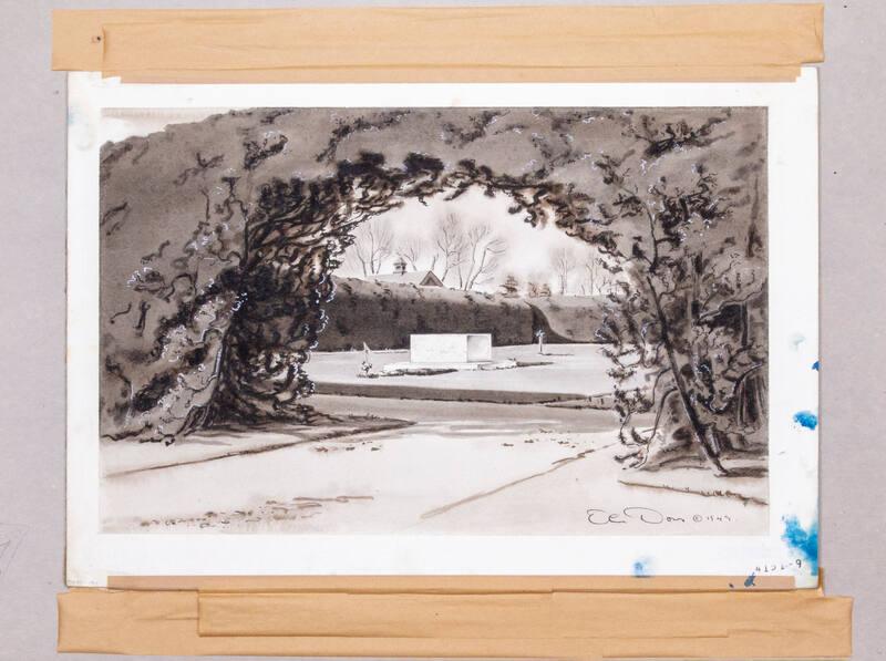 Illustration for Franklin Roosevelt at Hyde Park: Franklin Roosevelt's Grave in the Rose Garden