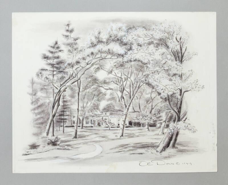 Illustration for Franklin Roosevelt at Hyde Park: The House from the Path