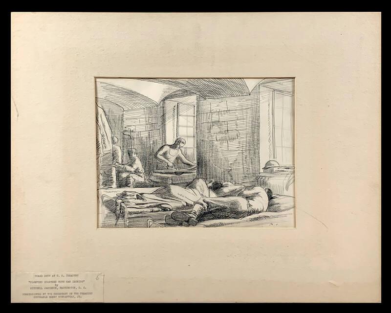 Guard Duty at U.S. Treasury: Sleeping Quarters with Man Ironing