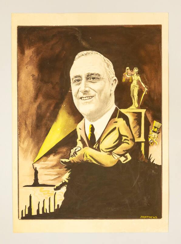 Illustrated Portrait of Franklin D. Roosevelt
