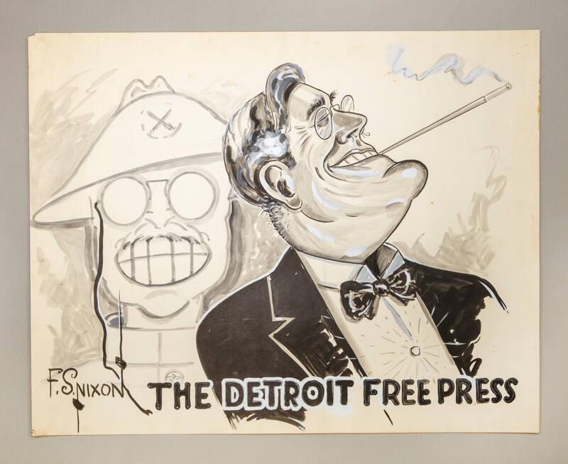 Double Caricature Portrait of Theodore Roosevelt and Franklin Roosevelt