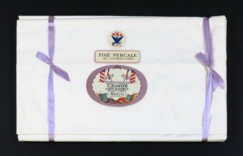 Pillowcase Set with National Recovery Administration (NRA) Member Sticker