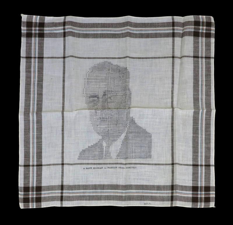 Handkerchief with Typewriter Portrait of Franklin D. Roosevelt