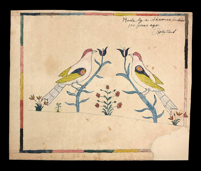 Watercolor of Birds and Flowers