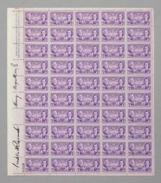 U.S. 1936 3¢ Texas Centennial Stamp Pane