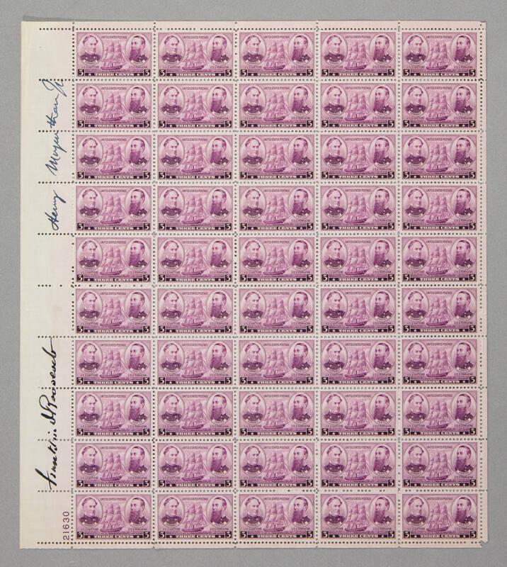 U.S. 1937 3¢ Navy Stamp Pane
