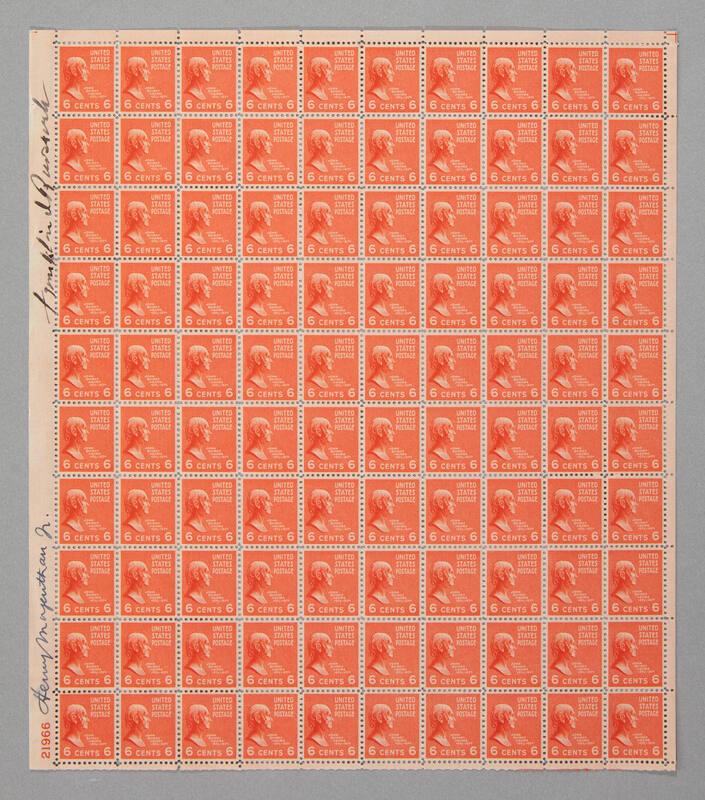 U.S. 1938 6¢ Presidential Series John Quincy Adams Stamp Pane