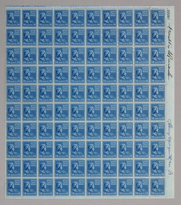 U.S. 1938 14¢ Presidential Series Franklin Pierce Stamp Pane