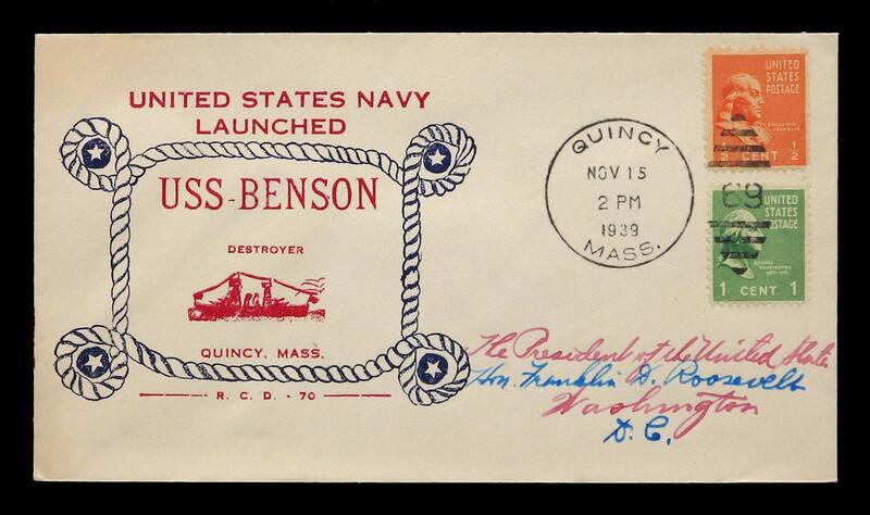 USS Benson Launching Commemorative Cover