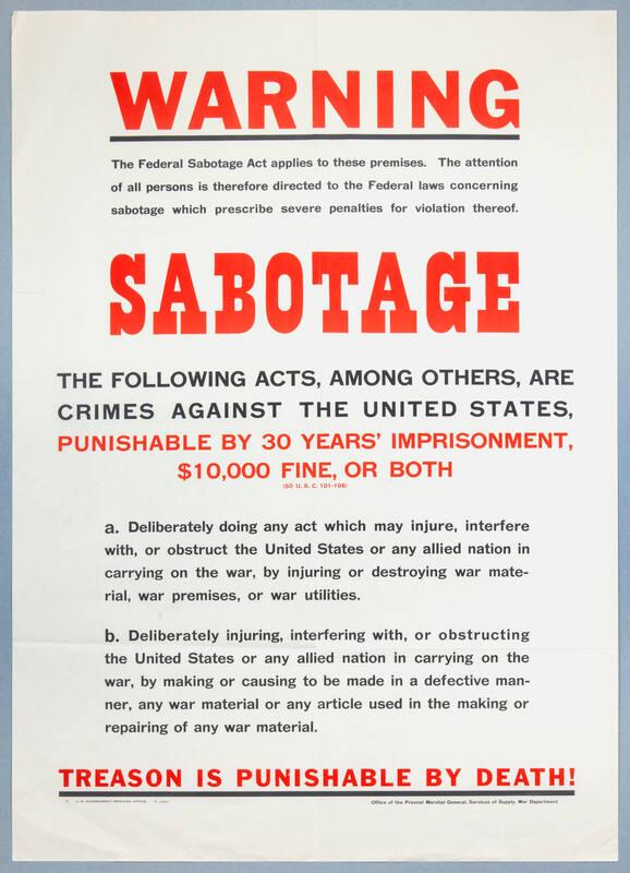 Warning . . .Sabotage