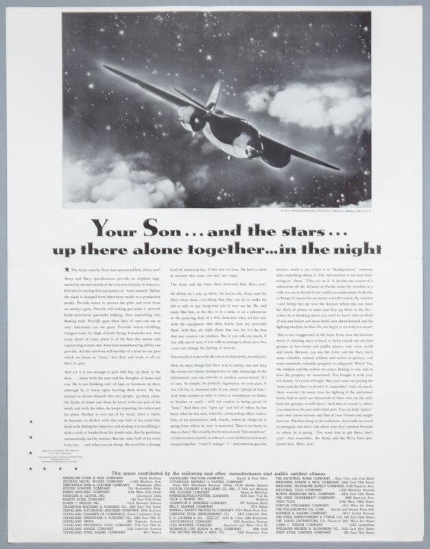 Publicity for War Series, No. 3:  Your Son. . . And the Stars . . . Up There Alone Together . . . In the Night