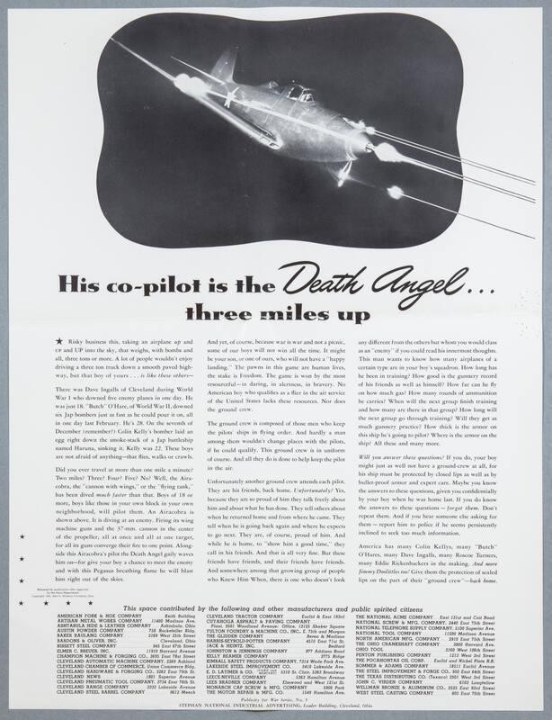 Publicity for War Series, No. 5: His Co-pilot Is the Death Angel Three Miles Up