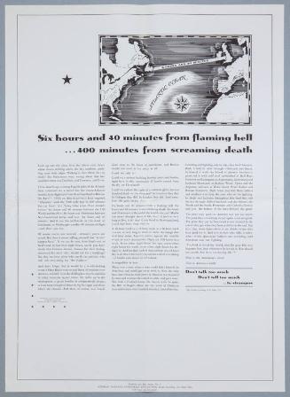 Publicity for War Series, No. 8: Six Hours and 40 Minutes from Flaming Hell . . . 400 Minutes from Screaming Death