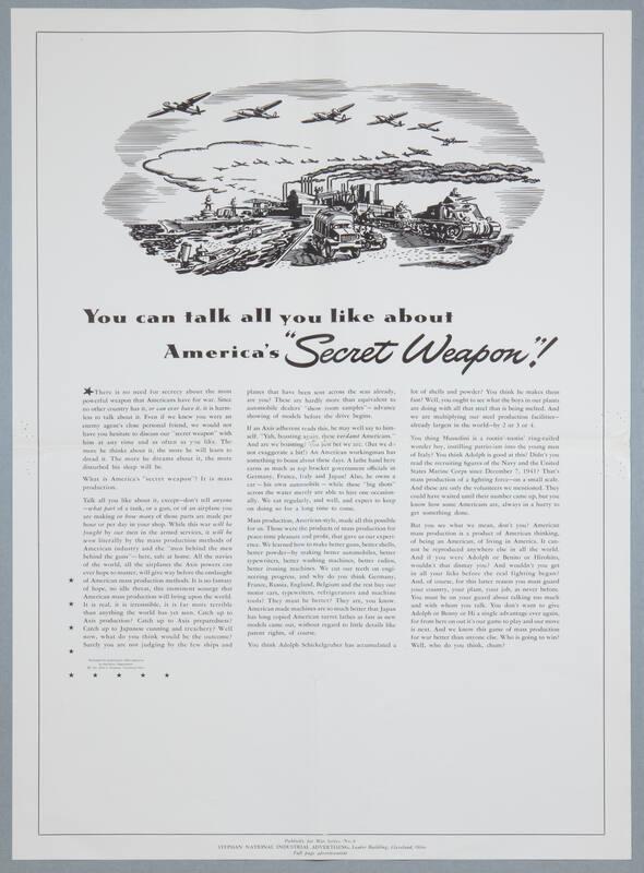 Publicity for War Series, No. 9: You Can Talk All You like About America’s "Secret Weapon"!