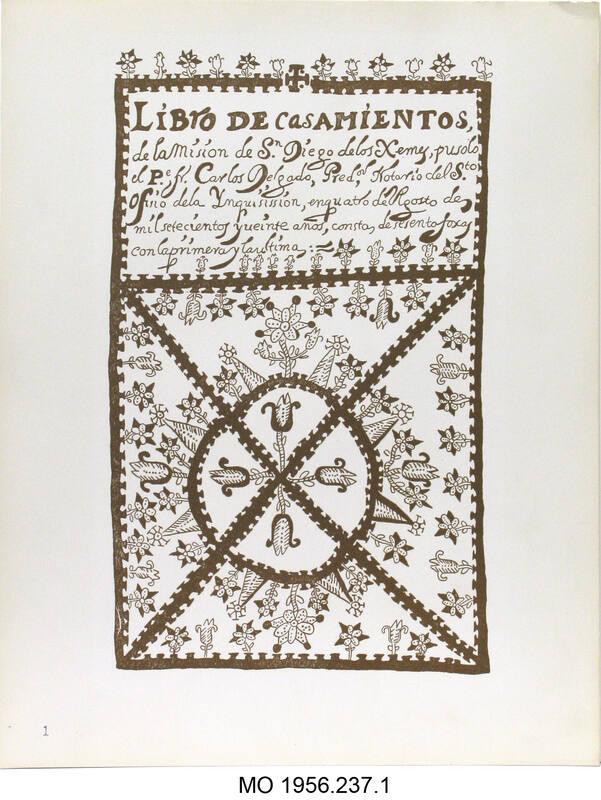 Portfolio of Spanish Colonial Design, Plate 1: Jemez Book of Marriages